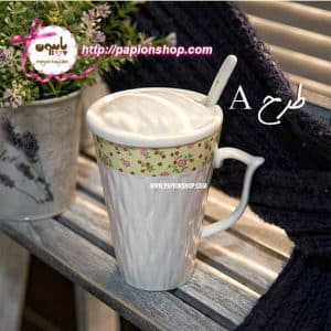 ماگ درب دار سرامیکی گلگلی