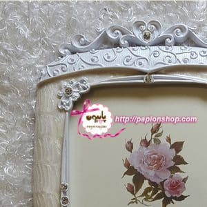 جزییات قاب عکس رومیزی دوفریم پلی استری سفید صدفی شاین‌دار