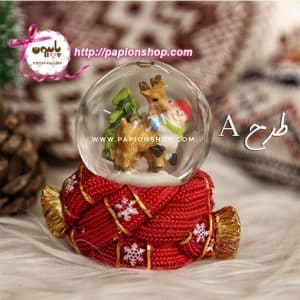 گوی کریسمسی برفی طرح شالگردن با مجسمه‌ آدم برفی