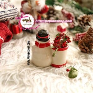 جای خلال‌دندان رومیزی سرامیکی طرح آدم برفی