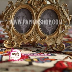 قاب عکس دوفریم طلایی پتینه