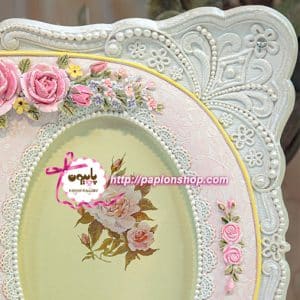 قاب عکس دوفریم حاشیه صورتی مرواریددار وارداتی