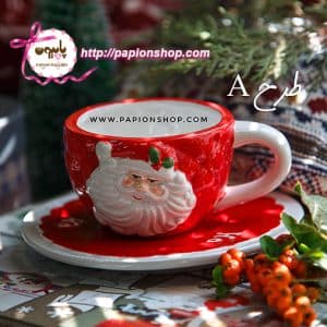 فنجان نعلبکی کریسمسی بابانوئل و آدم برفی