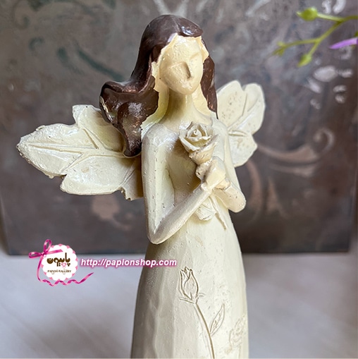 مجسمه فرشته مینیمال گل به دست