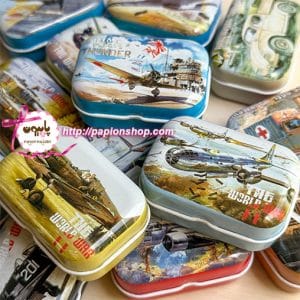 جعبه فلزی درب لولایی کلاسیک طرح جنگ جهانی (وارداتی)