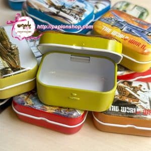 جعبه فلزی درب لولایی کلاسیک طرح جنگ جهانی (وارداتی)