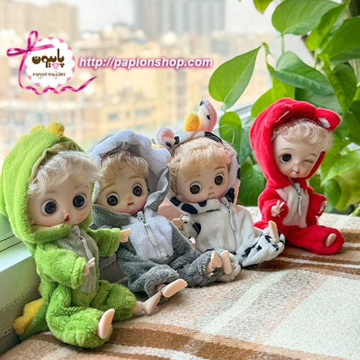 عروسک مفصلی دختر با لباس حیوانات (وارداتی)