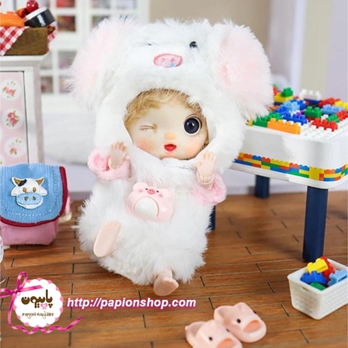 عروسک مفصلی بچه سرمایی با لباس خوک (وارداتی)
