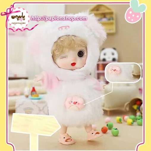 عروسک مفصلی بچه سرمایی با لباس خوک (وارداتی)