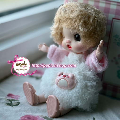 عروسک مفصلی بچه سرمایی با لباس خوک (وارداتی)