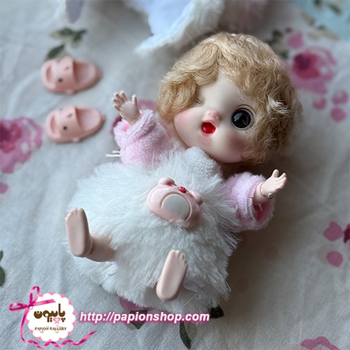 عروسک مفصلی بچه سرمایی با لباس خوک (وارداتی)