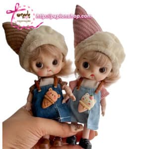 عروسک مفصلی دختر با کلاه بستنی (وارداتی)