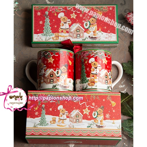 ماگ کریسمسی جعبه کادویی طرح کوکی زنجبیلی