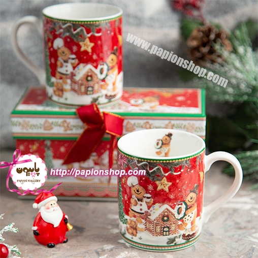 ماگ کریسمسی جعبه کادویی طرح کوکی زنجبیلی