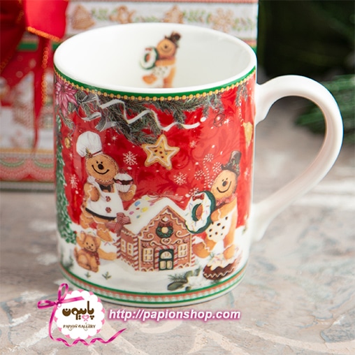 ماگ کریسمسی جعبه کادویی طرح کوکی زنجبیلی