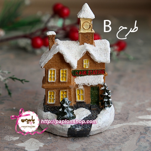 ماکت اماکن شهری چراغدار کریسمسی در شب برفی(وارداتی)