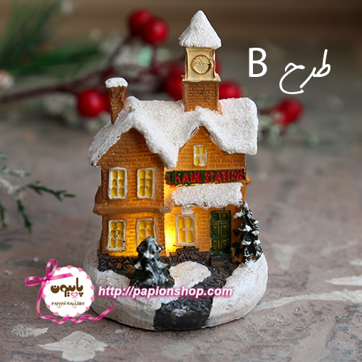 ماکت اماکن شهری چراغدار کریسمسی در شب برفی(وارداتی)