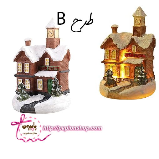 ماکت اماکن شهری چراغدار کریسمسی در شب برفی(وارداتی)