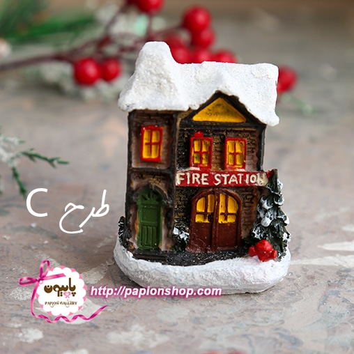 ماکت اماکن شهری چراغدار کریسمسی در شب برفی(وارداتی)