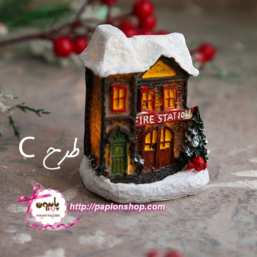 ماکت اماکن شهری چراغدار کریسمسی در شب برفی(وارداتی)