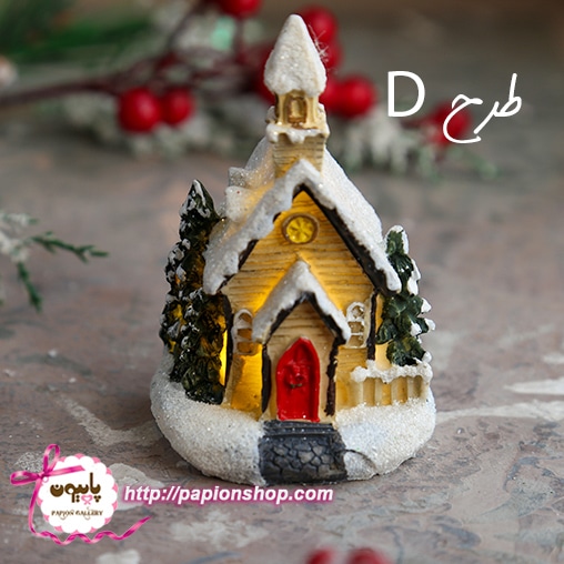 ماکت اماکن شهری چراغدار کریسمسی در شب برفی(وارداتی)
