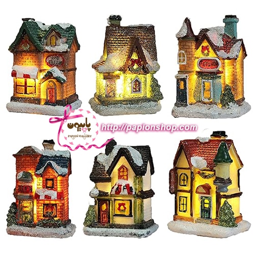 ماکت مغازه های کریسمسی چراغدار در شب برفی(وارداتی)