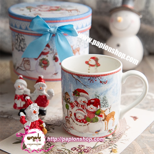 ماگ جعبه کادویی طرح خانواده آدم برفی