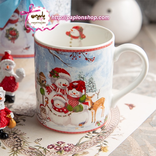 ماگ جعبه کادویی طرح خانواده آدم برفی