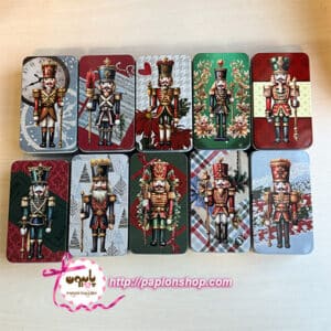 جعبه فلزی کریسمسی درب دار طرح فندق شکن