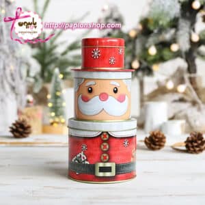 جعبه فلزی کریسمسی سه طبقه طرح بابانوئل