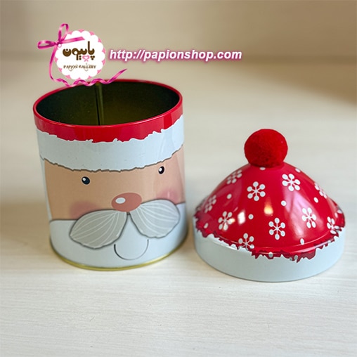 جعبه فلزی کریسمسی بابانوئل کلاه به سر