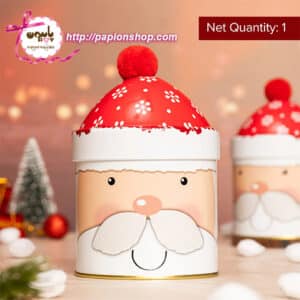 جعبه فلزی کریسمسی بابانوئل کلاه به سر