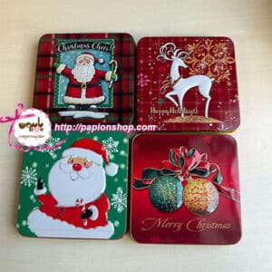 جعبه فلزی کریسمسی تخت با طرح برجسته