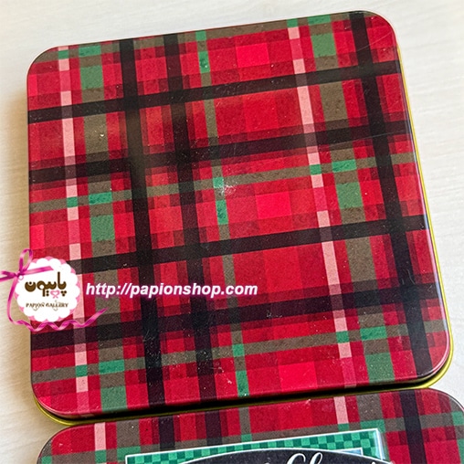 جعبه فلزی کریسمسی تخت مربعی با طرح برجسته