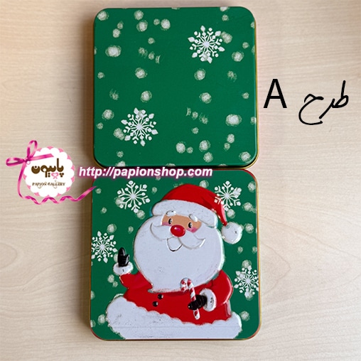 جعبه فلزی کریسمسی تخت با طرح برجسته