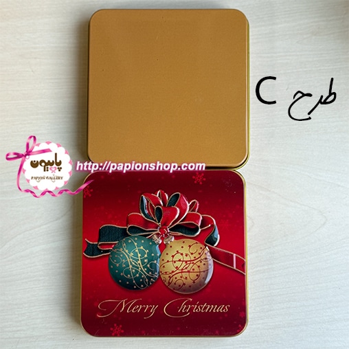 جعبه فلزی کریسمسی تخت با طرح برجسته