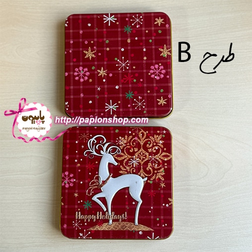 جعبه فلزی کریسمسی تخت با طرح برجسته