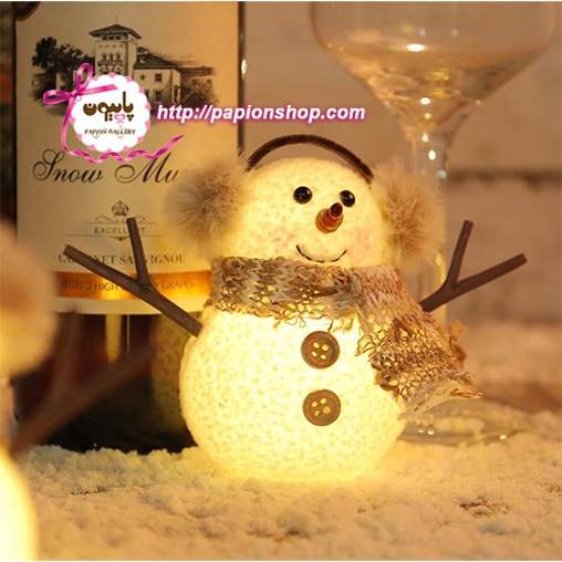عروسک دکوری کریسمسی آدم برفی چراغدار