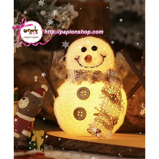 عروسک دکوری کریسمسی آدم برفی چراغدار