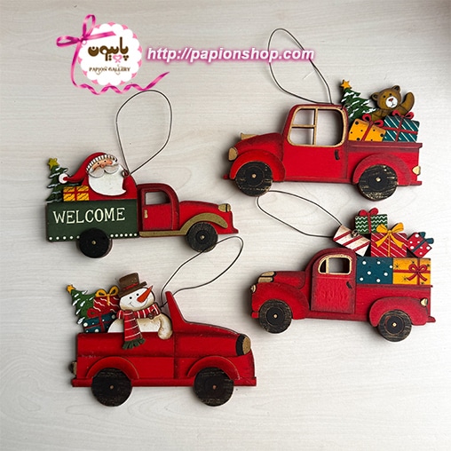 آویز چوبی کریسمسی طرح ماشین