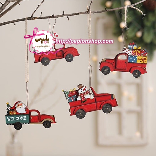 آویز چوبی کریسمسی طرح ماشین