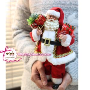 فیگور کریسمسی اروپایی بابانوئل همراه باکیسه هدایا و درخت کاج