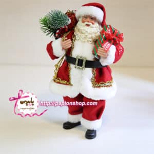 فیگور کریسمسی اروپایی بابانوئل همراه باکیسه هدایا و درخت کاج