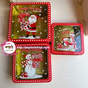 ست سه تایی جعبه فلزی کریسمسی درب طلقی (وارداتی)