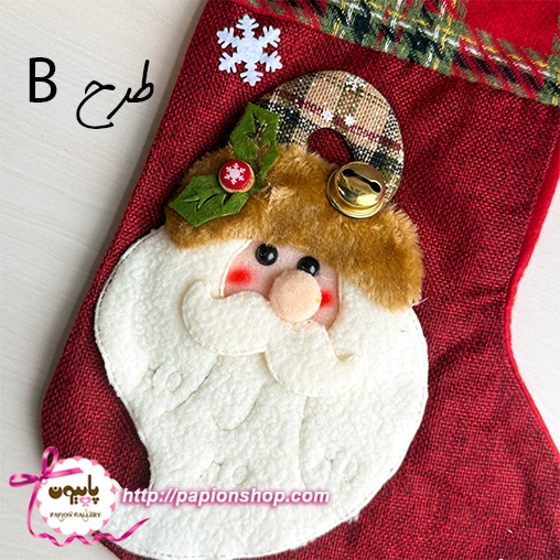 آویز جوراب کریسمسی سایز بزرگ طرح بابانوئل و آدم برفی