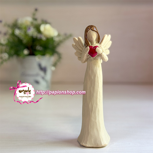 مجسمه فرشته بالدار قلب به دست (وارداتی)